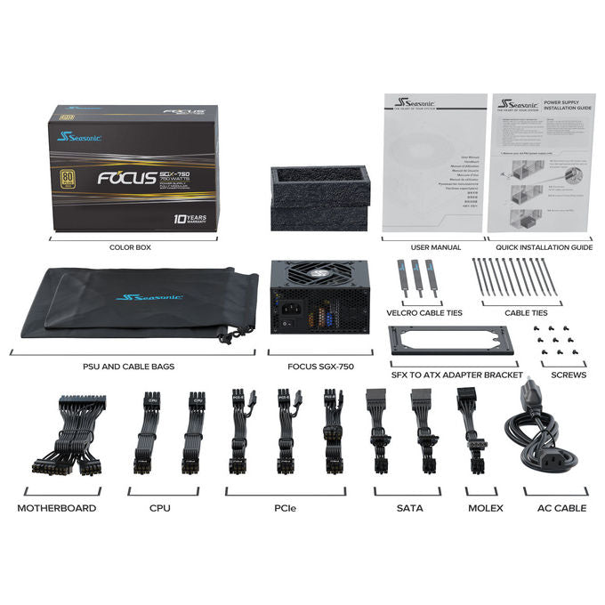 Seasonic FOCUS-SGX-750 FOCUS SGX Alimentatore 750 W 80 PLUS Gold SFX Modulare colore Nero