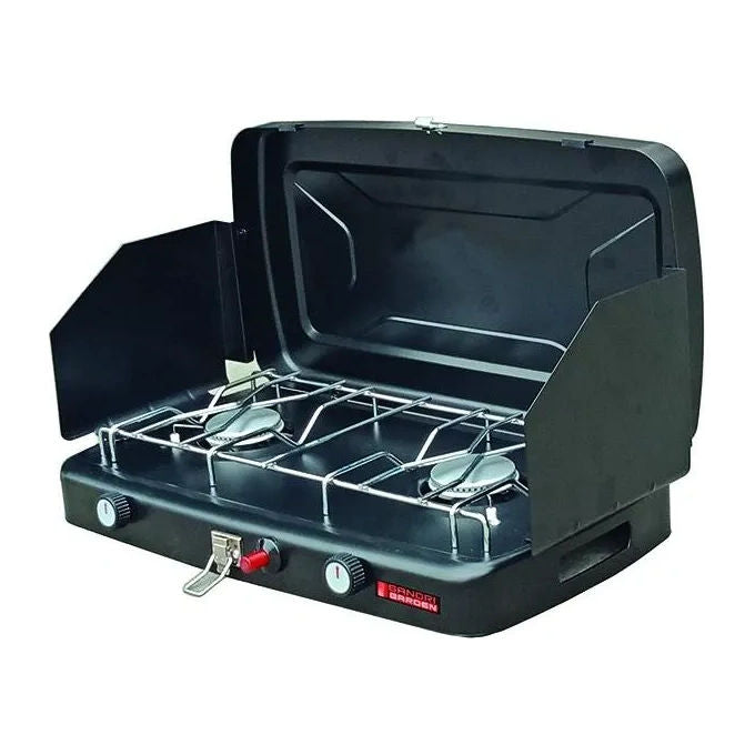 Sandrigarden Fornello a Gas Florida Portatile 2 Fuochi 2x1.2kw