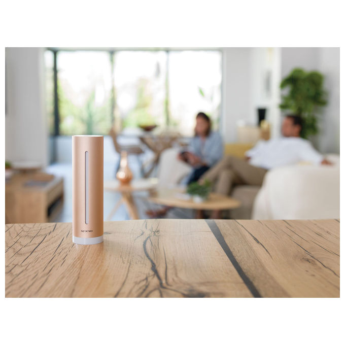 Netatmo Misuratore qualita' dell'aria, sensori di temperatura, umidita', rumore e CO2, NHC-IT, Rosa-Oro
