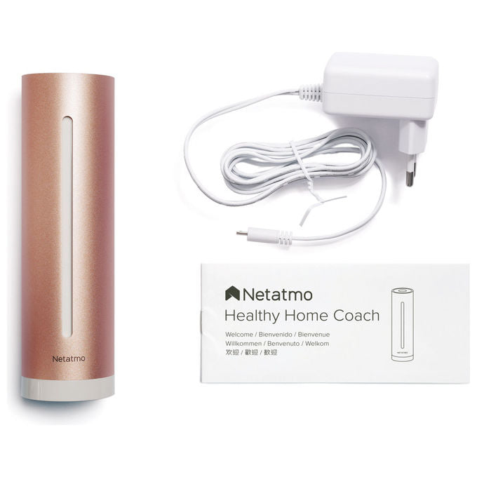Netatmo Misuratore qualita' dell'aria, sensori di temperatura, umidita', rumore e CO2, NHC-IT, Rosa-Oro