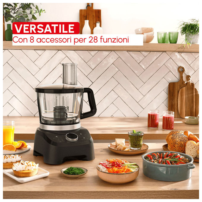 Moulinex FP8318F0 Double Force Robot da Cucina 28 Funzioni 1000 W colore Nero