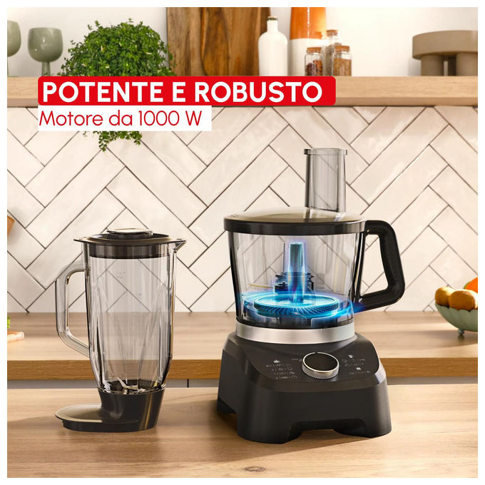Moulinex FP8318F0 Double Force Robot da Cucina 28 Funzioni 1000 W colore Nero