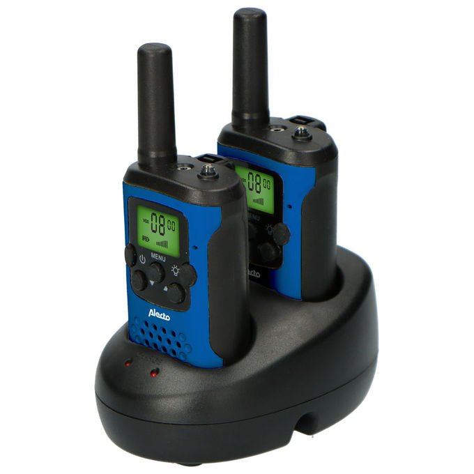 Alecto FR175BW Walkie Talkie 8 Canali 446 MHz Portata 7 km Autonomia 24 h Torcia Integrata colore Nero Blu