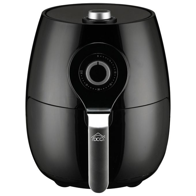 DCG FR3505 - Friggitrice ad aria 5,2 L, 1500 W, Termostato regolabile, Timer 30 min, Cestello antiaderente, Nero