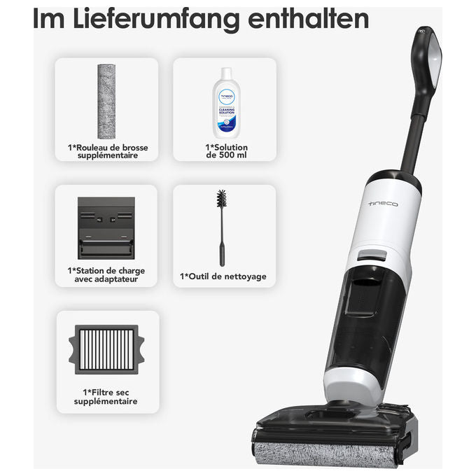 Tineco Floor One I6 Max Pro, aspirapolvere lavapavimenti wet and dry, 22000 Pa, autonomia 45 min, auto pulizia, senza fili, bianco