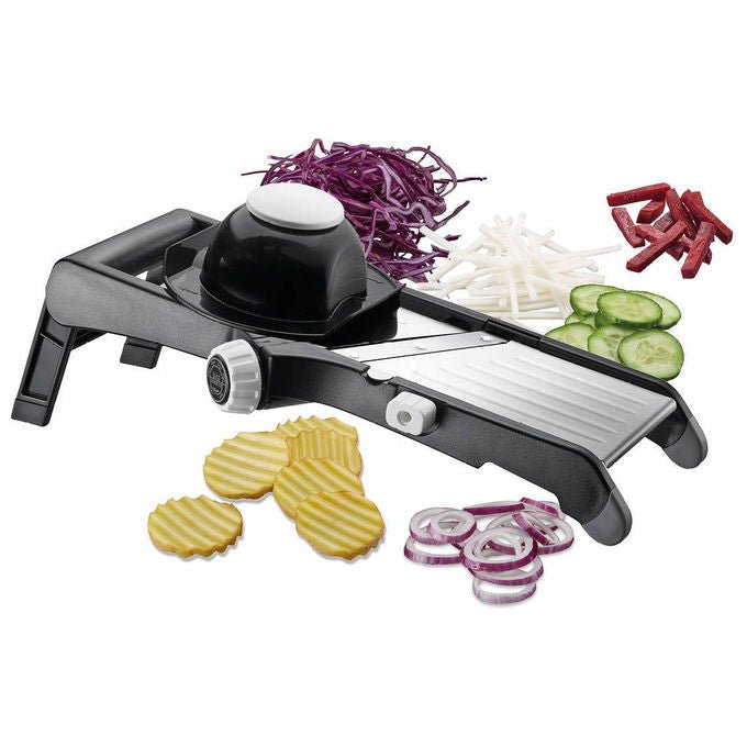 Gefu 89429 Laola Tritatutto per Verdure Multifunzione con Spessore di Taglio Regolabile da 1 a 9 mm colore Nero-Argento