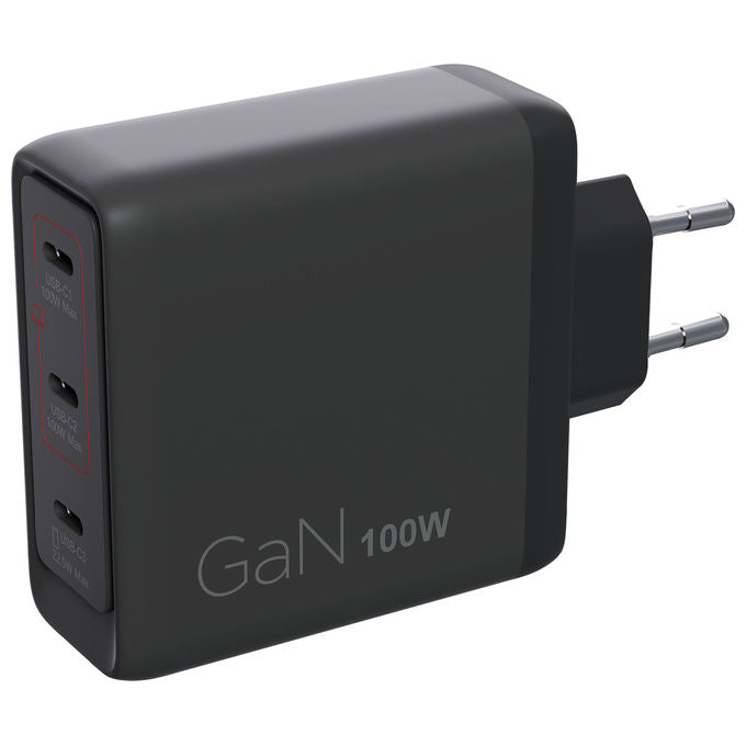 Lenovo G0A6100BEU Caricatore Multiporta USB-C 100 W GaN 3 Porte Nero
