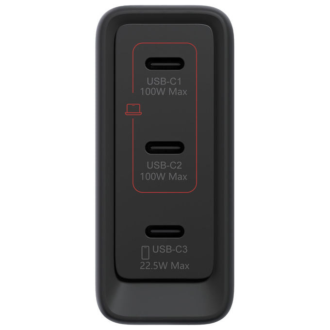 Lenovo G0A6100BEU Caricatore Multiporta USB-C 100 W GaN 3 Porte Nero