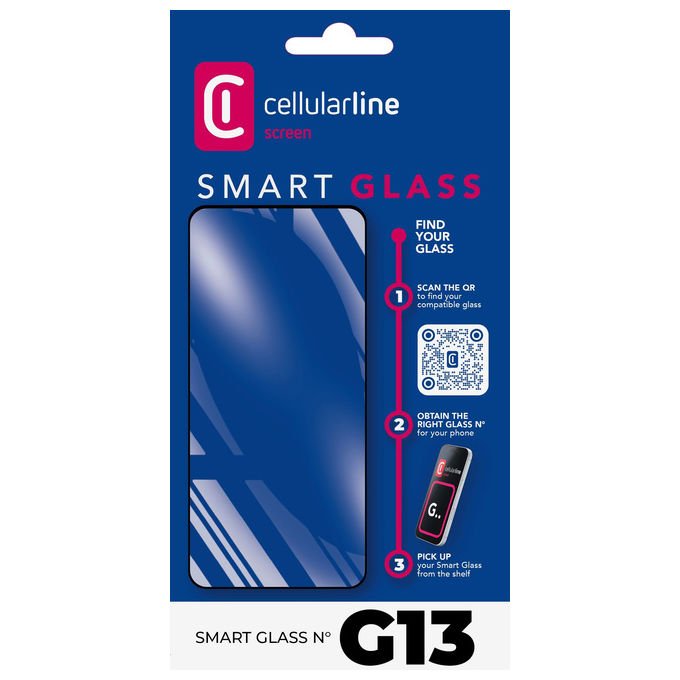 Cellularline, Pellicola Proteggischermo, Universale, Vetro Temperato, Smart Glass G13, Trasparente
