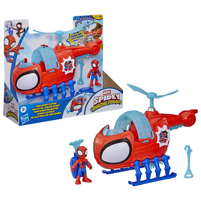 Hasbro G1969 Spidey Team con Elicottero Action Figure 7,6 cm e Veicolo Giocattolo con Proiettile colore Multicolore