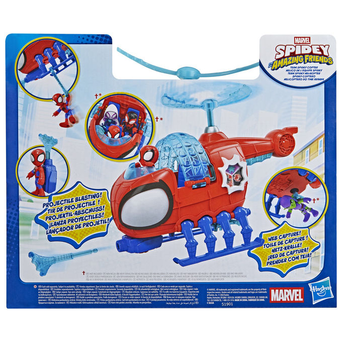 Hasbro G1969 Spidey Team con Elicottero Action Figure 7,6 cm e Veicolo Giocattolo con Proiettile colore Multicolore