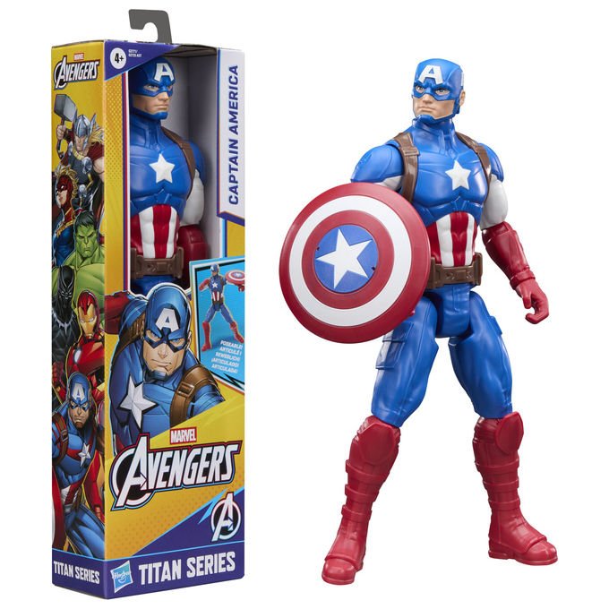 Hasbro G2771 Avengers Titan Series Action Figure Captain America 29,2 cm 11 punti articolazione con scudo