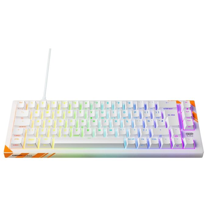 Cherry G8E-24200LACAGB-0 K5 PRO TMR COMPACT Tastiera Gaming Cablata Meccanica Retroilluminazione RGB colore Arancione e Bianco
