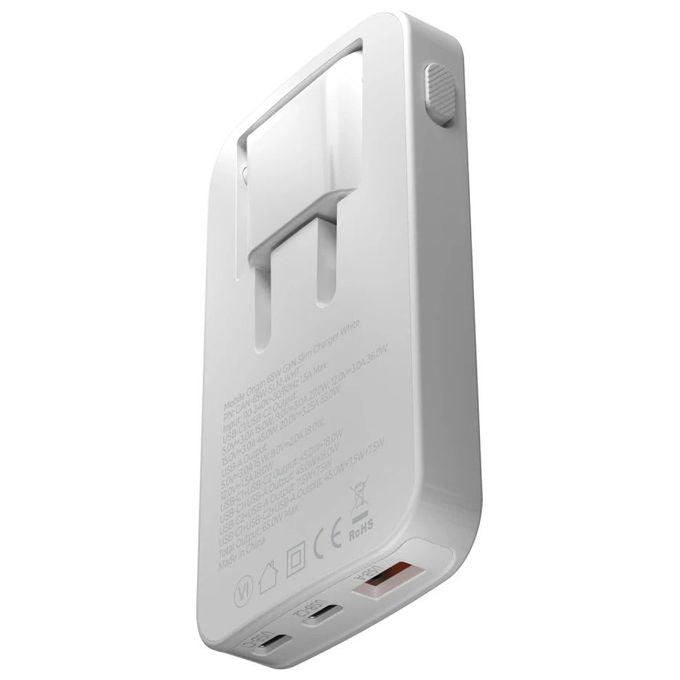 Mobile Origin GAN-65W-SLM-WHT Caricabatterie Universale con GaN 65W 2 Porte USB-C 1 Porta USB-A Ricarica Rapida colore Bianco
