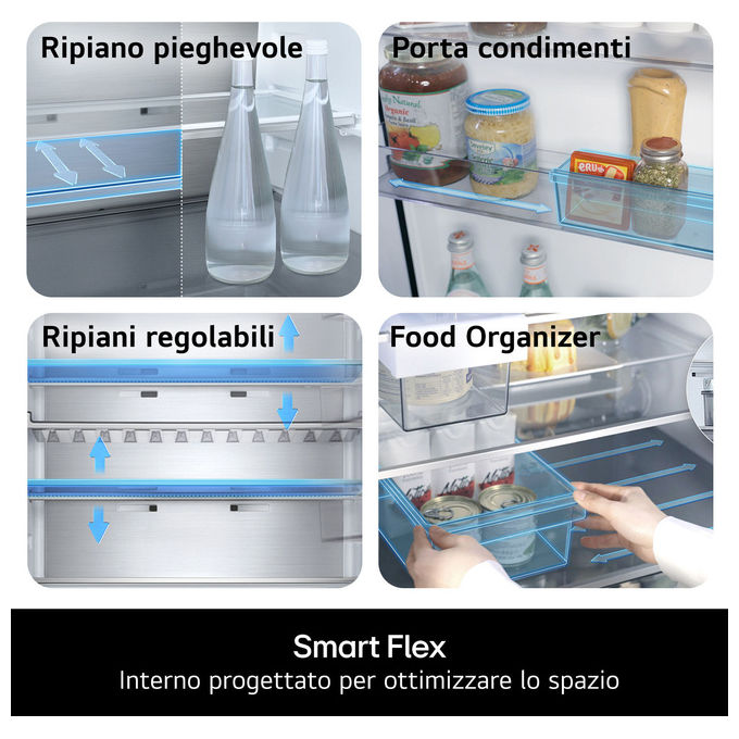 LG GBBS514CPY Frigorifero Combinato Total No Frost 60 cm Classe C Prime Silver (186x597x674 cm)