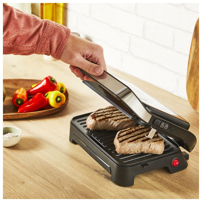 Tefal GC270D10 Inicio Compact Grill Elettrico 1000 W Antiaderente colore Argento-Nero
