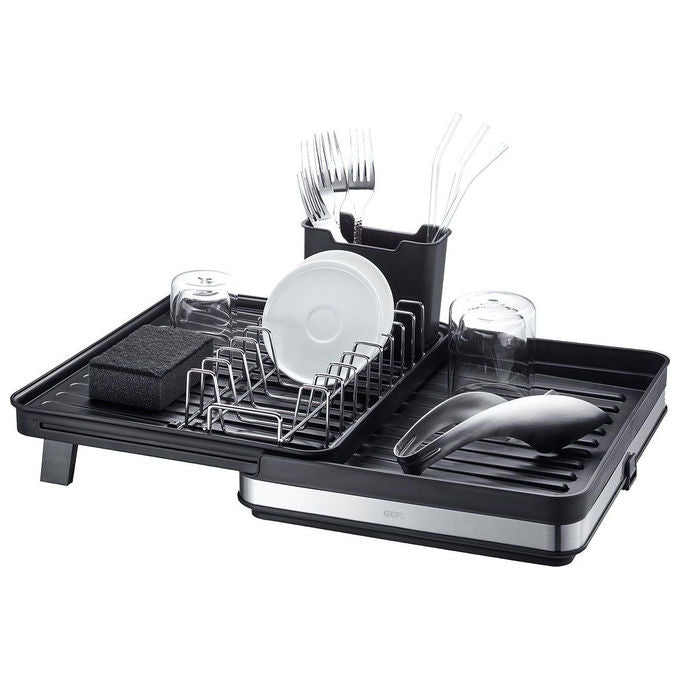Gefu GF29262 SMARTLINE Scolapiatti Estensibile con Cestello Posate e Fondo Inclinato colore Nero