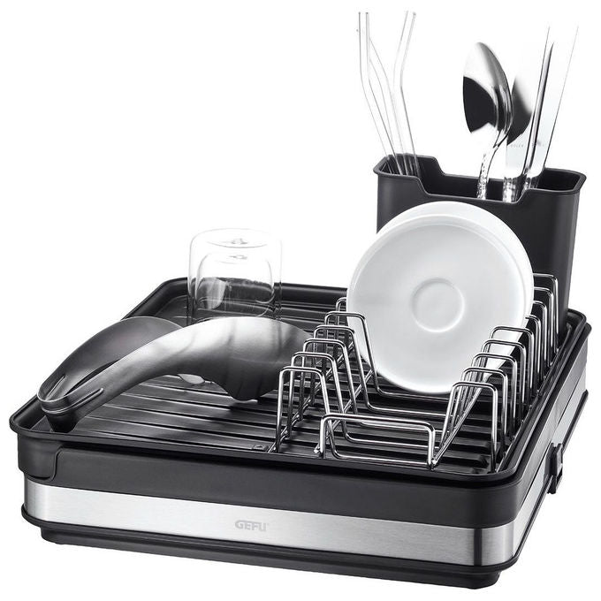 Gefu GF29262 SMARTLINE Scolapiatti Estensibile con Cestello Posate e Fondo Inclinato colore Nero