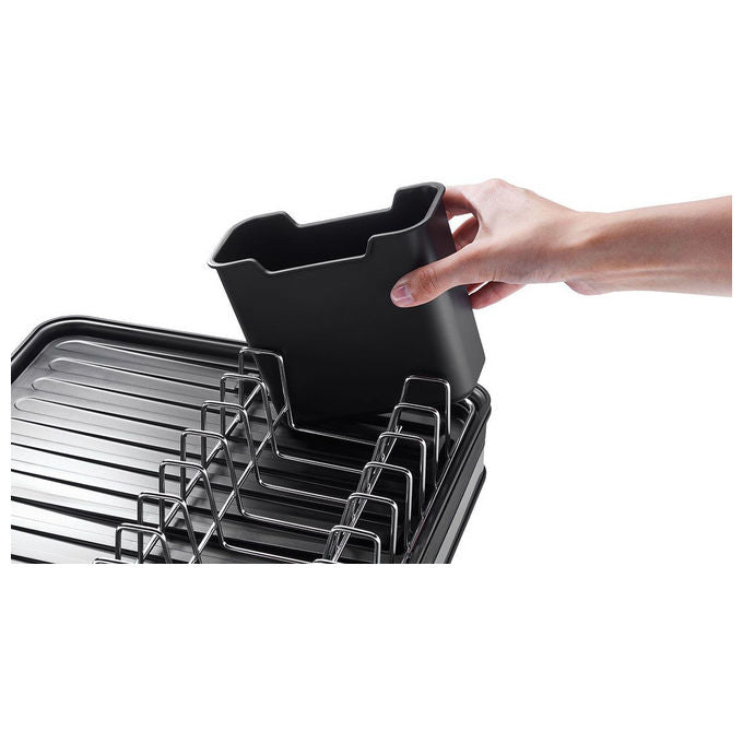 Gefu GF29262 SMARTLINE Scolapiatti Estensibile con Cestello Posate e Fondo Inclinato colore Nero