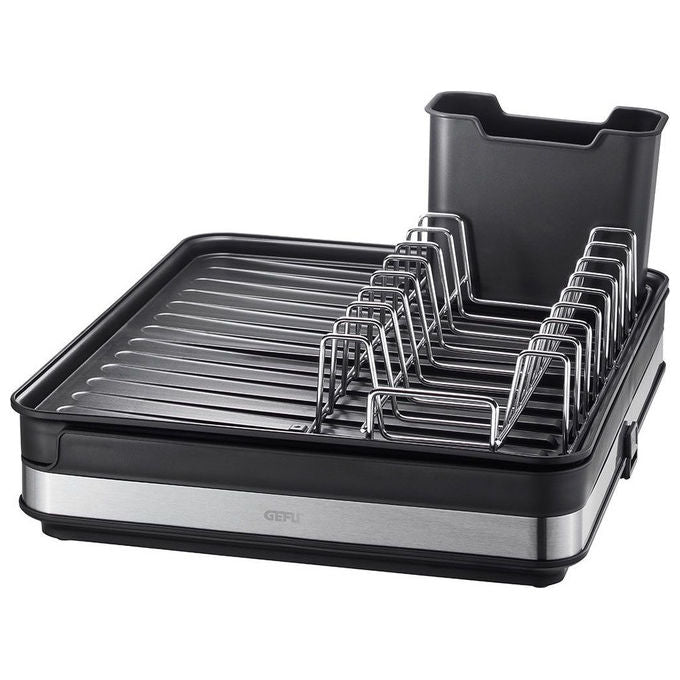 Gefu GF29262 SMARTLINE Scolapiatti Estensibile con Cestello Posate e Fondo Inclinato colore Nero