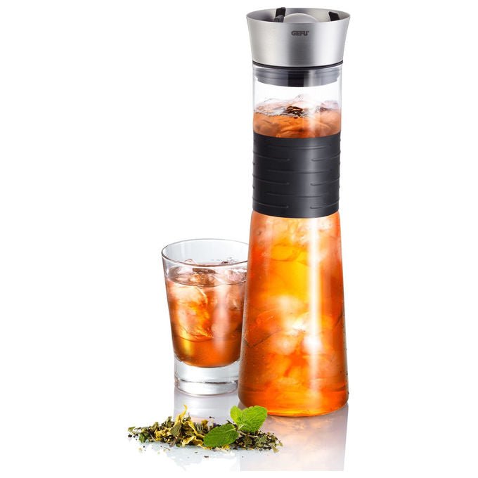 Gefu GF35270 Cascada Caraffa in Vetro e Acciaio Inox 1 l con Filtro Integrato e Manico in Silicone Antiscivolo colore Trasparente