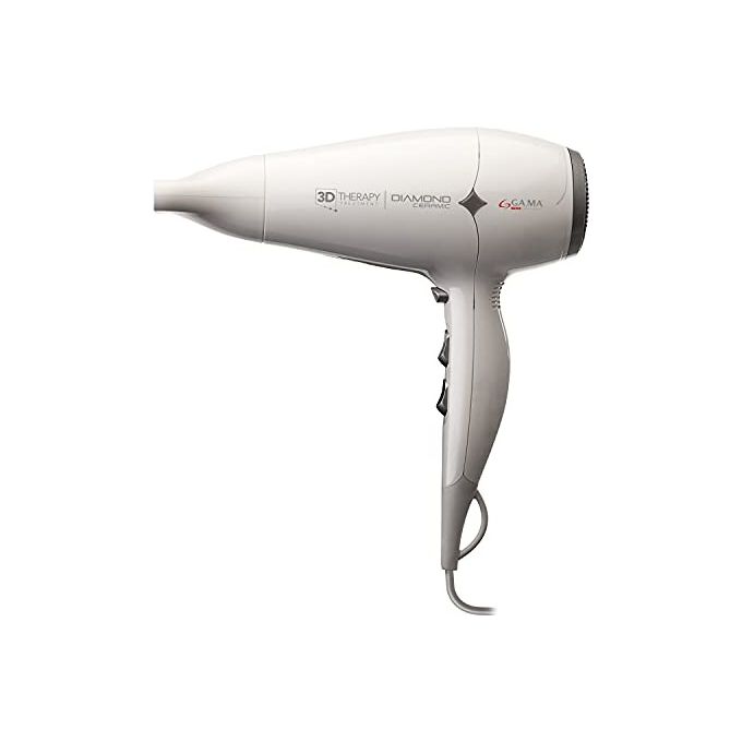 Ga.Ma GH0302 Diamond Ceramic Ion – Asciugacapelli 2200W, tecnologia ionica e ceramica, 2 velocita' e 3 temperature, colpo d’aria fredda, concentratore incluso, colore Bianco