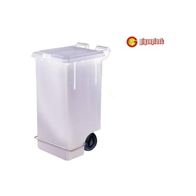 GiganPlast Bidone Immondizia con ruote e pedale bianco 80 litri