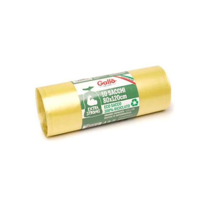 Gallo Sacco Immondizia con Legacci Giallo 80x120cm 10 Pezzi