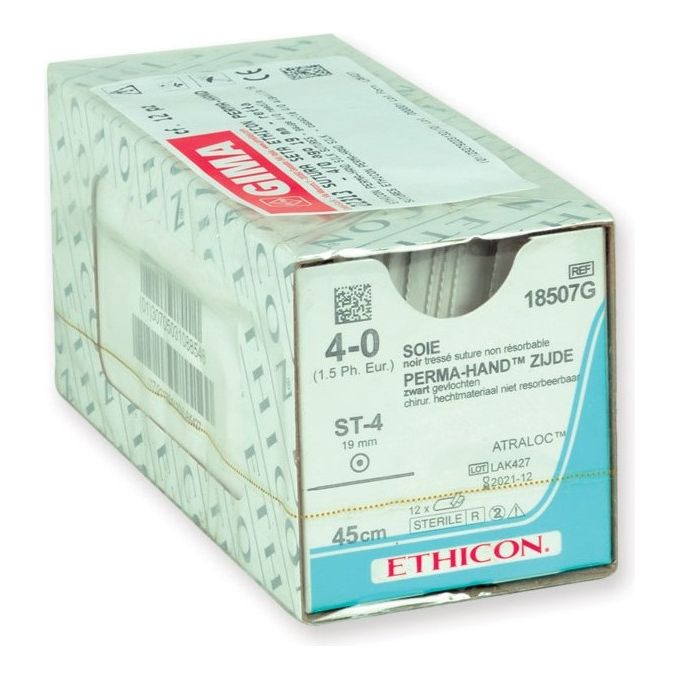 SUTURA SETA ETHICON PERMA-HAND - 4 0 ago 19 mm - retta