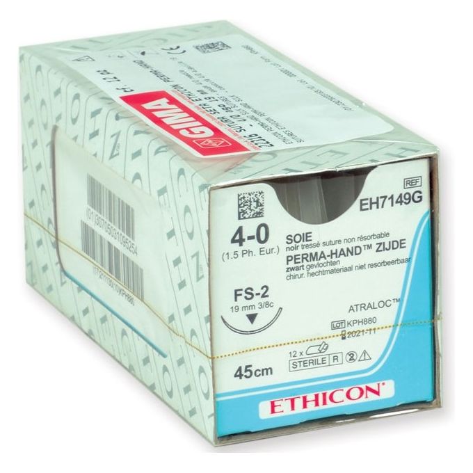 SUTURA SETA ETHICON PERMA-HAND - 4 0 ago 19 mm