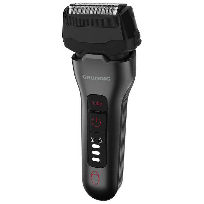 Grundig GMS8090 MS 8330 Rasoio elettrico con Trimmer a secco e umido Lama in Acciaio inox Autonomia 60 min Ricarica rapida 5 min per una rasatura colore Cromo Rosso