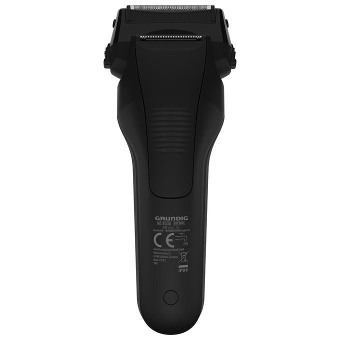 Grundig GMS8090 MS 8330 Rasoio elettrico con Trimmer a secco e umido Lama in Acciaio inox Autonomia 60 min Ricarica rapida 5 min per una rasatura colore Cromo Rosso