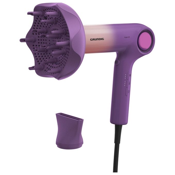 Grundig GMS9078 HD 9480 Asciugacapelli 1600 W Tecnologia Ceramica 3 Velocita' e 3 Temperature Getto Freddo Ionico colore Rosa Viola