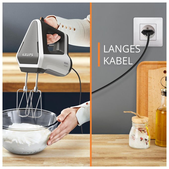 Krups GN6021 3MIX 6000 Sbattitore manuale 600 W 5 velocita' con Turbo Grigio Bianco