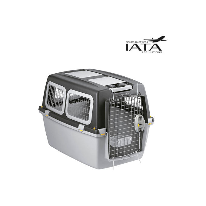 Record Trasportino IATA omologato in plastica Gulliver cani e gatti M - (81 x 61 x 60h cm) Grigio