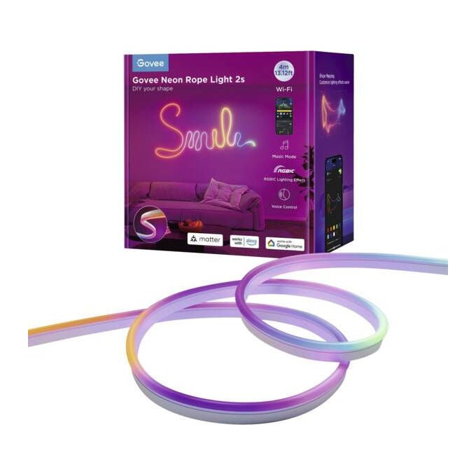 Govee H61D4C01 Striscia LED intelligente RGBIC 4m Wi-Fi Alexa Google Assistant colore Bianco
