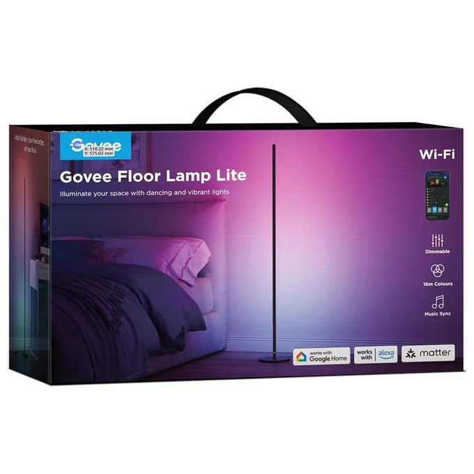Govee H8076C13 Lampada da Terra RGBICW Wi-Fi Bluetooth Dimmerabile 1000 Lumen 24 W colore Nero
