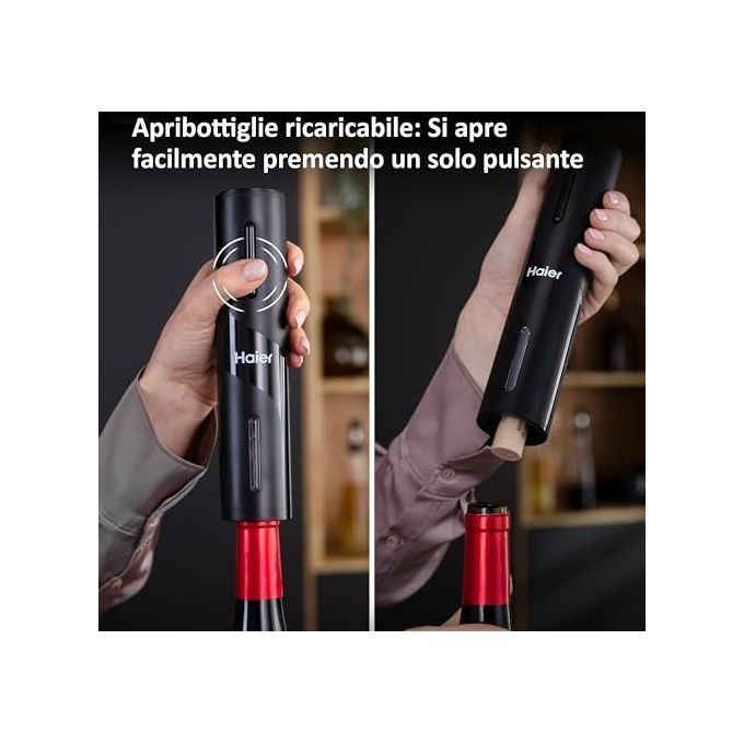 Haier Set da Vino HAWUKIT06 6 in 1 Ricaricabile con Apribottiglie e Accessori Professionali di Alta Qualita'