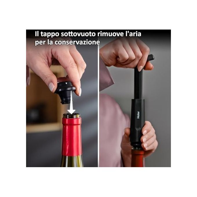 Haier Set da Vino HAWUKIT06 6 in 1 Ricaricabile con Apribottiglie e Accessori Professionali di Alta Qualita'