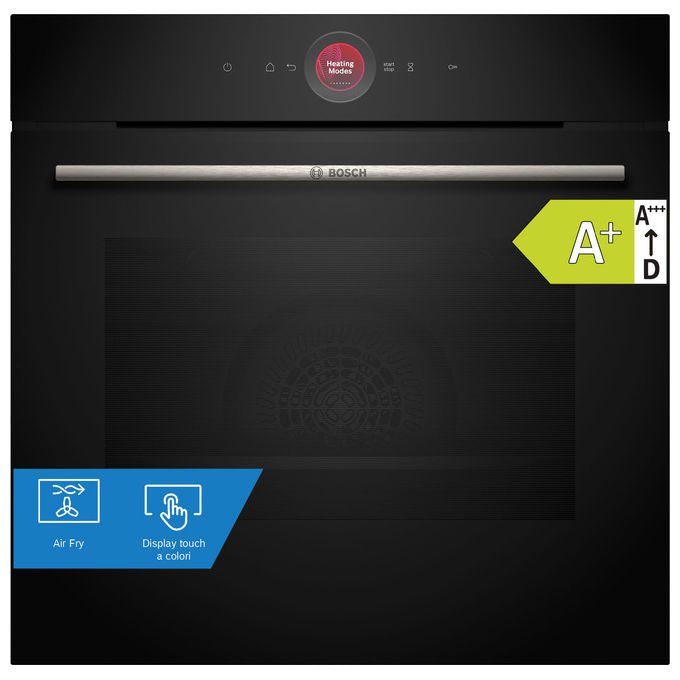 Bosch HBG7341B2 Serie 8 Forno da incasso Elettrico 71 L Classe A+ Termoventilato 3D Air Fry Home Connect (59,5x59,4x54,8 cm) colore Nero