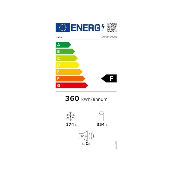 Haier HCR5919FOPG Frigorifero Cube 4 Porte Tecnologia Antibatterica T-ABT Libera Installazione No Frost Luce LED Classe F 90,8x64 8x190 cm Grey