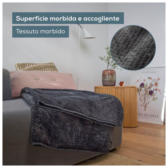 Beurer Coperta Riscaldante 180 x 130 cm Traspirante Grigio Scuro HD 65