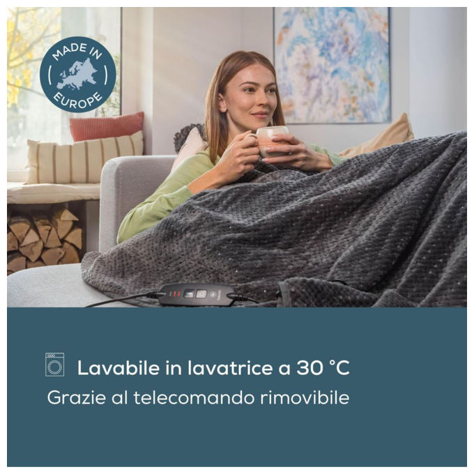Beurer Coperta Riscaldante 180 x 130 cm Traspirante Grigio Scuro HD 65