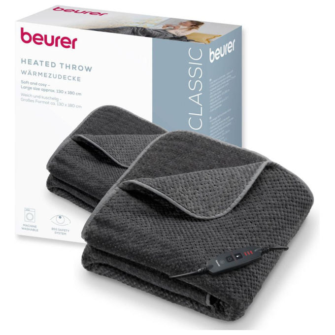 Beurer Coperta Riscaldante 180 x 130 cm Traspirante Grigio Scuro HD 65
