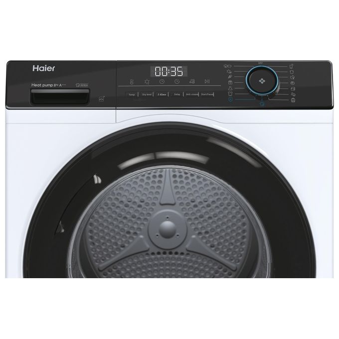Haier HD80-A2939E-S I-Pro Serie 3 Asciugatrice Libera Installazione 8 Kg Classe A++ Tecnologia Pompa di Calore Partenza Programmabile I-Time (84.3x59.6x65 cm) colore Bianco
