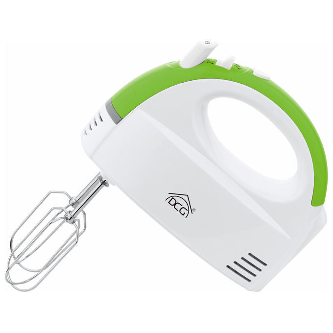 DCG HM817 - Sbattitore elettrico, potenza 150 W, 5 velocita', tasto Turbo, accessori inclusi (2 fruste + 2 ganci), Bianco