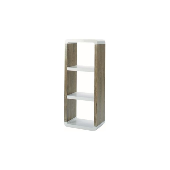 Libreria Cube con 3 ripiani Legno Naturale e Bianco L48xP29xA119 cm