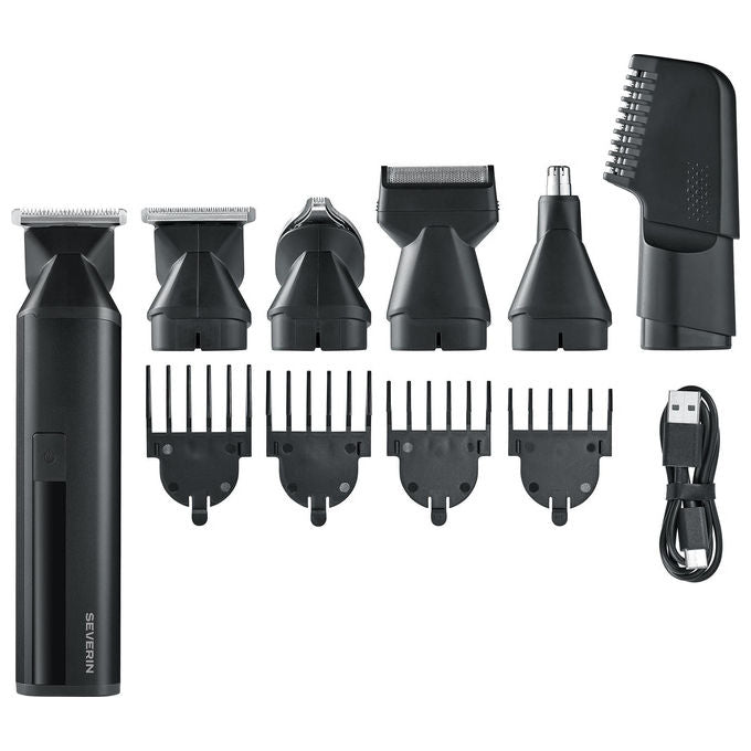 Severin HS0710 Tondeuse Cheveux and Barbe 6-en-1 Multifonction 90 min autonomie IPX6 Wet and Dry couleur Noir