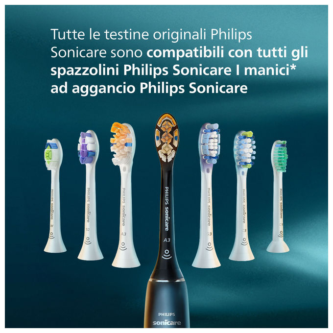 Philips HX9004-87 Testine per spazzolino HX9004-87 4 pezzi setole medio-morbide compatibili con Sonicare colore Bianco
