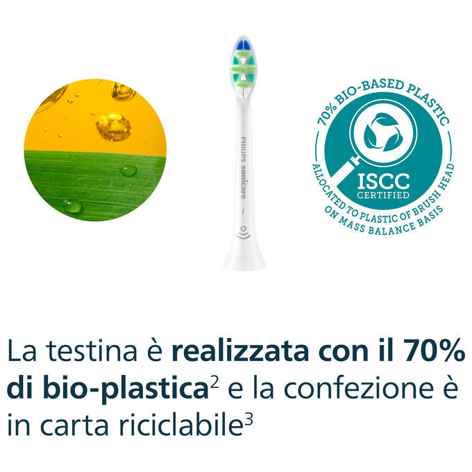 Philips HX9004-87 Testine per spazzolino HX9004-87 4 pezzi setole medio-morbide compatibili con Sonicare colore Bianco